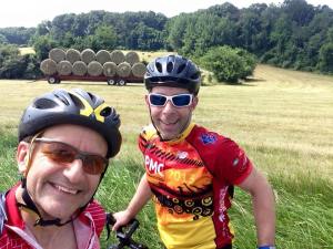 HAY! My training partner, Forza-G teammate, and friend Mark and I on training ride in Baltimore County (July 2015)